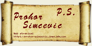 Prohor Simčević vizit kartica